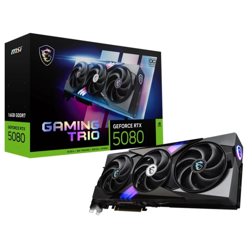 MSI NVIDIA GeForce RTX 5080 16G GAMING TRIO OC 16GB GDDR7 PCI Express Gen 5 Graphics Card